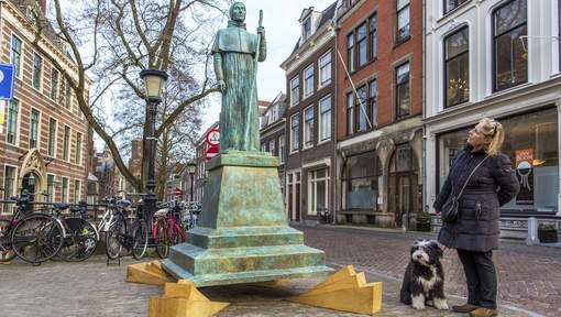 Het pausbeeld in Utrecht. Foto: AD/UN.